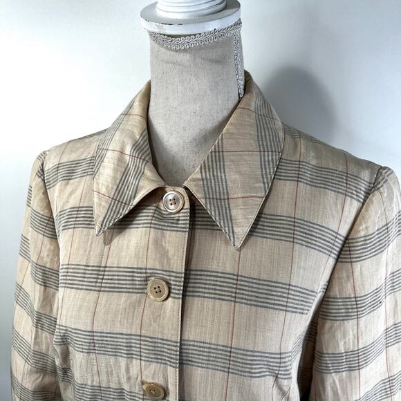 Vintage BCBG Maxazria Silk Blazer Striped Windowpane - Picture 4 of 13